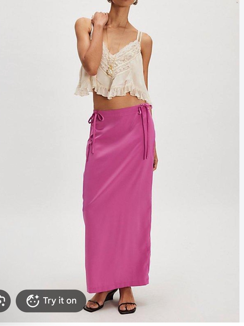 Free People Rosetto Column Coquette Satin Bow Tie Maxi Skirt 0